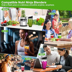 Blender Replacement Parts for Ninja, 2 24oz Ninja Blender Cups Replacement with To-Go Lids, 7-Fins Extractor Blade for Nutri Ninja Auto iQ BN401 BN751 BN801 BN800 BL682 BL480-30 NN100