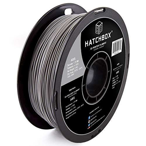 HATCHBOX ABS 3D Printer Filament, Dimensional Accuracy +/- 0.03 mm, 1 kg Spool, 1.75 mm, Gray