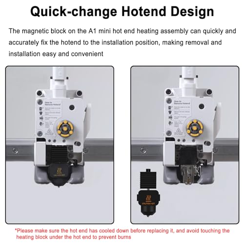 0.6mm Hotend Kit for Bambu Lab A1/A1 Mini, 3D Printer Parts Replacement Print Head for Bambu Lab A1/A1 Mini 3D Printer