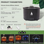 Essential Oil Volcano Diffuser, Volcano Humidifier Diffuser with 4 Essential Oils, 2 Mist Modes, Timer and Waterless Auto-Off, Aromatherapy Diffuser for Home Office, 360ml, Black