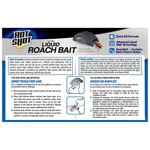 Hot Shot Liquid Roach Bait, Home Insect Killer, 6 Count (Pack of 6)
