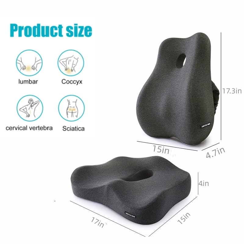 Karmadrenix Coccyx Seat Cushion, Sciatica Pain Relief Tailbone Cushion for Office Chair, Car Seat, and Home Seat, Office Chair Cushions for Back and Butt(Dark Grey)