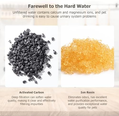 Cat Water Fountain Filters Replacement & Pre-Filter Sponges for 3.2L/108oz Automatic Pet Fountain, Dog Water Dispenser 6 Pack Filters & 6 Pre-Filter Sponges Foam Filters