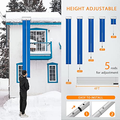 VIVOHOME 20.8ft Long Snow Roof Rake Removal Aluminium Tool with Wheels and Adjustable Extended Handle, Lightweight Shovel Scratch Free for Clear House Roof Vehicle Snow Wet Leaves