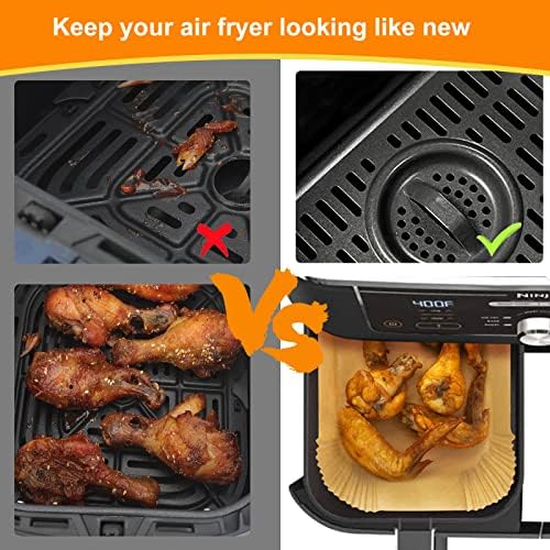 Air Fryer Disposable Paper Liner for Ninja Dual,125PCS Air Fryer Liners Rectangle 8.6x 5.5'', Air fryer Parchment Liners for Ninja DZ201 DZ401, Air Fryer Accessories Baking Paper For Ninja Foodi Dual