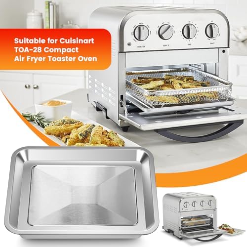 GWY Toaster Oven Tray Replacement for Cuisinart TOA-29 TOA-28 AFR-25 Toaster Air Fryer Convection Oven, Steel Pan Air Fryer Tray Replacement Air Fryer Toaster Oven Accessories
