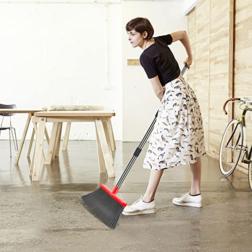 kelamayi Broom and Dustpan Set for Home，Broom and Dustpan Set, Broom Dustpan Set, Broom and Dustpan Combo for Office, Indoor&Outdoor Sweeping, Stand Up Broom and Dustpan (Black&Red)