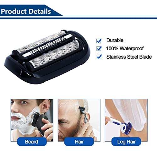 53B Shaver Head Replacement for Braun 5 Series 6 Series Shavers, Electric Shaver Head Replacement Foil and Cutter for 5020s, 5018s, 5050cs, 6020s, 50-R1000s 50-B1300s 50-B7000cc