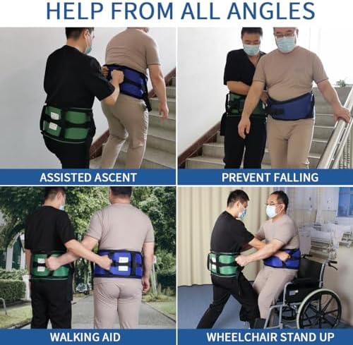 Gait Belts with Padded Handles,Transfer Belts Physical Therapy Belt for Seniors Moving, Lifting Belt Assist Patient/Elderly(Blue, X-Large)