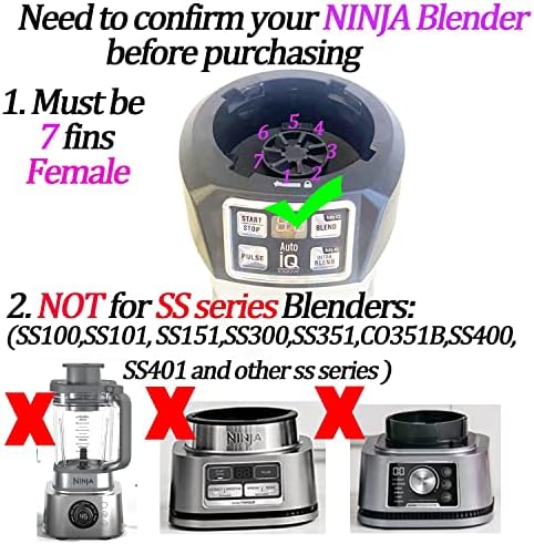 [New Model] Replacement 7 Fins Male Blade&24oz Blender Cup Compatible For Nutri Ninja Blender [4 Inch Male 7 Fins Blade]