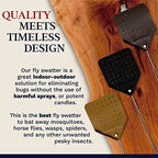 Hope Woodworking Leather Fly Swatter Set (1 Pack) – 17” Amish-Made Fly Swat w/Real Leather Paddle – Fly Swatters Multi Pack w/Metal Handle – Bug Swatter, Mosquito Swatter, Wasp Swatter (Chocolate)