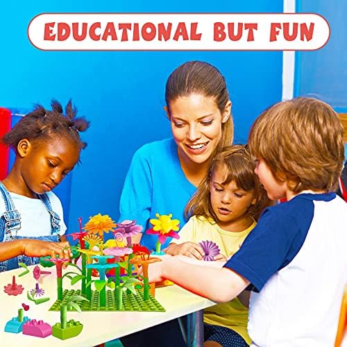 3-6 Years Old Toddler Toys - Flower Garden Building Toy with Insect Pegs, Educational Activity Gifts for Girls Preschool-Kindergarten, 153Pcs STEM Stacking Pretend Play Set