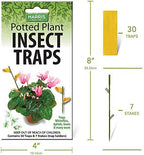 Harris Potted Plant Insect Traps for Gnats, Aphids, Whiteflies and More (30 Traps, 7 Stakes)