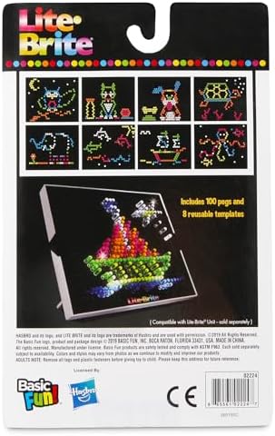 Lite-Brite Peg and Template Refill Pack, Light Up Drawing Board Accessories, LED Pegs with Colors, Toys for Creative Play, Light Toys for Kids Aged 4 +