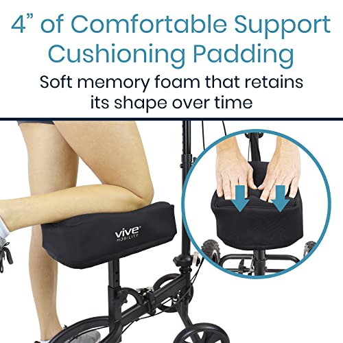 Vive Mobility Knee Scooter Pad Cover - Accessories Cushion Cover for Comfort (Memory Foam) - for Broken Leg Crutch Cart Roller, Injuries, Surgery, Broken Foot, Ankle Injury, Replacement, Universal