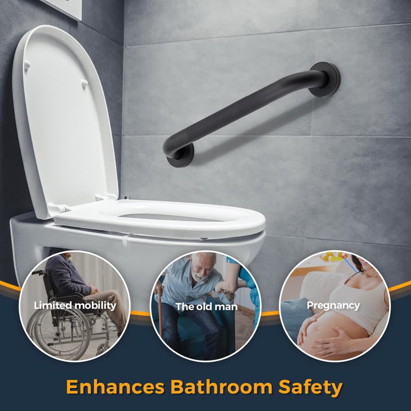 Grab Bars for Shower, 2 Pack 32-Inch Anti Slip Shower Handles for Elderly, Safety Shower Grab Bar, Stainless Steel Handicap Grab Bars for Bathroom (Black 1" Diameter)