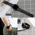 Leather Bands Compatible with Fit bit Versa 2 Bands & Versa Bands & Versa Lite Wristbands, Classic Fit bit Versa SE Replacement Leather Strap for Women Men