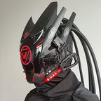 KYEDAY Punk Mask Cosplay for Men, Round Light with Braids Mask Cosplay Halloween Fit Party Music Festival Accessories