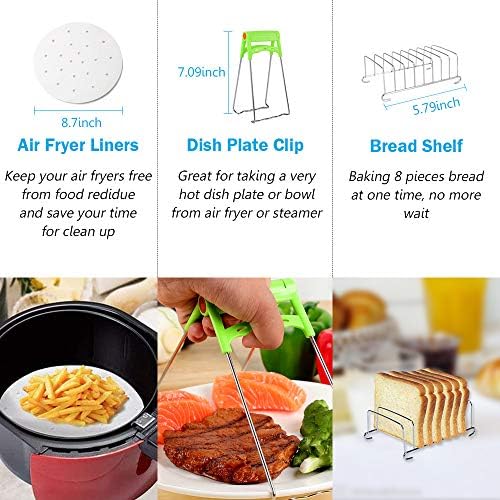 9 Inch Air Fryer Accessories XL 10 PCS with Cupcake Pan, Pizza Pan, Silicone Baking Cup, Recipe Cookbook, 100Pcs Parchment Paper for 5.3Qt - 6.8Qt and Larger Size Phillips Air Fryer Instant Pot