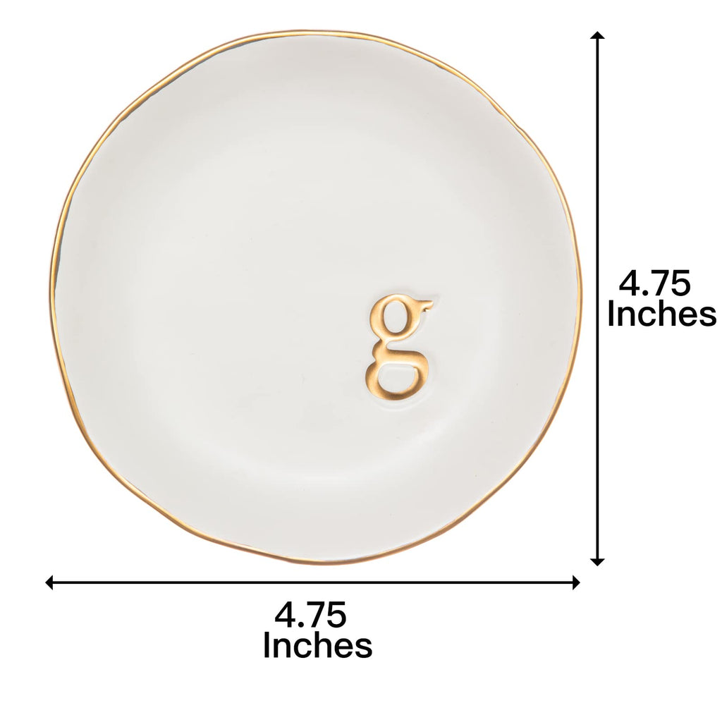 COLLECTIVE HOME - Ceramic Jewelry Tray, Decorative Trinket Dish for Rings Earrings Necklaces Bracelet Watch Keys, Birthday Mother's Day for Women, 4.75", White Surface (G)