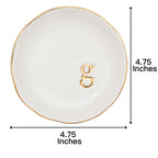 COLLECTIVE HOME - Ceramic Jewelry Tray, Decorative Trinket Dish for Rings Earrings Necklaces Bracelet Watch Keys, Birthday Mother's Day for Women, 4.75", White Surface (G)