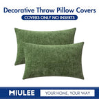 MIULEE Christmas Pack of 2 Couch Throw Pillow Covers 12x20Inch Soft Moss Green Spring Chenille Pillow Covers for Sofa Living Room Solid Dyed Pillow Cases
