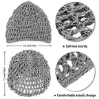 4 Pieces Mesh Crochet Hair Net Rayon Knit Snood Hat Thick Short Women Hairnet Snoods Cover Ornament for Sleeping (Black, Gray)
