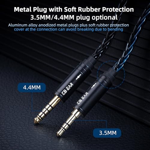 2M Long Recessed 2Pin IEM Cable, in Ear Monitor Replacement Earphone Cable, KBEAR ST12 Plus 8 Core 4N OFC Silver-plated HiFi Headphone Wire for KZ ZS10 PRO/ZSN PRO X/CCA CRA Earbuds (Dark, QDC 3.5MM)