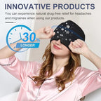 Migraine Relief Gel Ice Head Wrap, Hot and Cold Therapy Headache Relief Hat, Migraine Cap for Puffy Eyes, Headache Eyes Mask for Sinus, Tension and Stress Relief (Black & Blue)