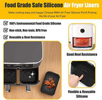 10QT Air Fryer Silicone Liners for Ninja DZ401/DZ550/SL401/SL451/DZ302,MMH 2Pcs Rectangle Food-Grade Airfryer Silicone Pot Reusable Replacement Baking Basket for Cosori 9QT 8-in-1 Dual Air Fryer,Black
