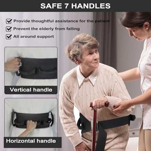 Gait Belts for Seniors, Transfer Belt with Handles, Gate Belts Medical for Elderly, Walking Belt for Lifting Elderly & Patient Physical Therapy - Metal Buckle Anti-Slip Gait Belt for Medical Nursing