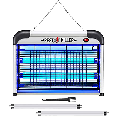 Indoor Bug Zapper, Electric Mosquito Zapper Plug-in, Powerful 20W 2800V Fly Insect Killer Repellent Lamp, Home Pest Control Bug Catcher Eliminator Shocker for Gnat Fruit Fly Moth with Replacement Bulb