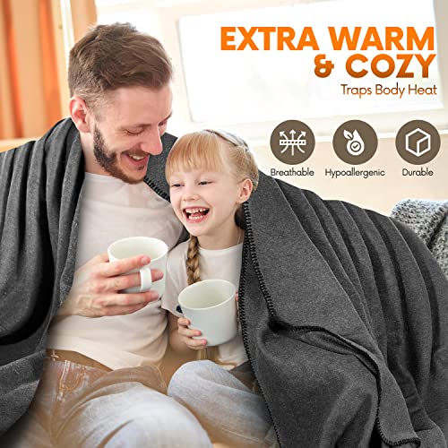 Jmr Usa Inc. Military Wool Blanket for Camping, Emergency and Everyday Use, Fire Retardant Extra Thick and Warm Outdoor Wool Blanket, 70% Wool, Grey, Size 62X84.