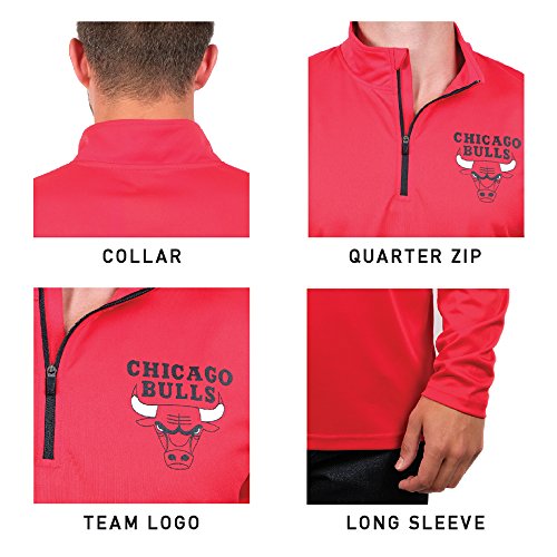 Ultra Game NBA Men's Quarter Zip Long Sleeve Pullover T-Shirt