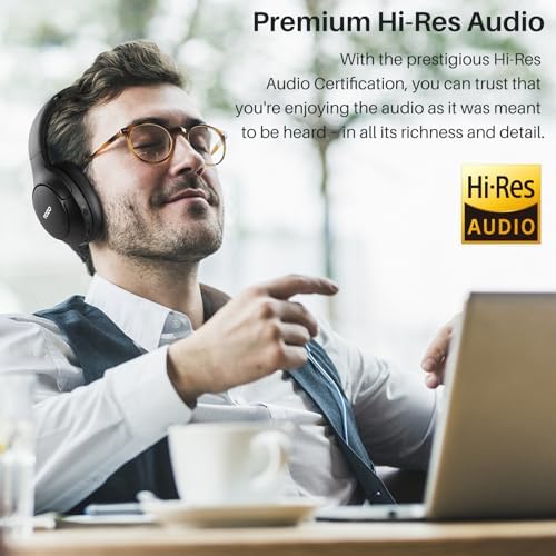 TOZO HT2 Hybrid Active Noise Cancelling Headphones, Wireless Over Ear Bluetooth Headphones, HT2 Replacement Ear Pads Black