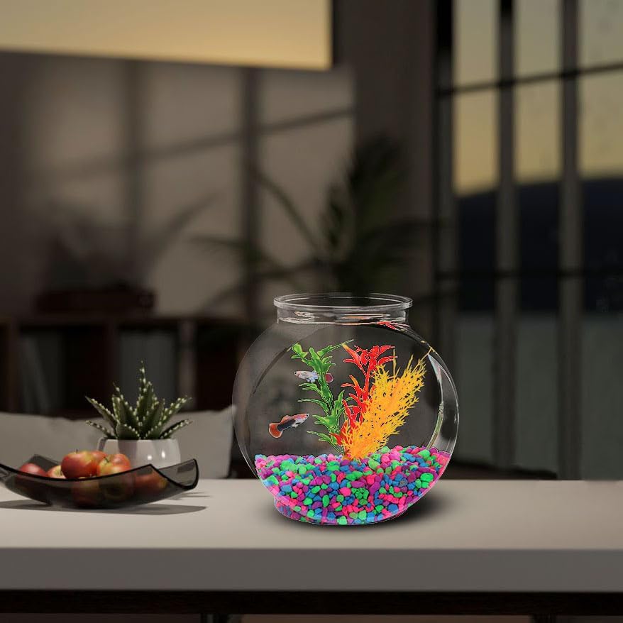 Koller Products 1-Gallon Fish Bowl, Shatterproof Plastic with Crystal Clear Clarity