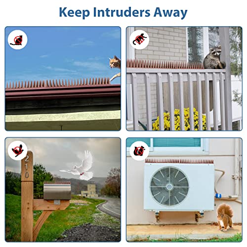 Bird Spikes, 20 Pack Bird Squirrel Raccoon Pigeon Cat Animal Deterrent Spikes for Outside Anti Bird Defender Spikes Outdoor to Keep Birds Away Brown