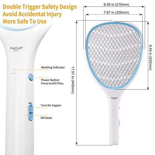 Faicuk Handheld Bug Zapper Racket Electric Fly Swatter (Cream Blue)