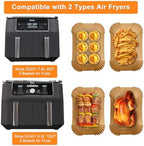 200PCS Air Fryer Liners for Ninja: Higher Non-Stick Disposable Parchment Paper Liner for Ninja DZ201/DZ401 Dual Airfryer Baking - Food Grade Ninja Air fryer Accessories (Rectangle - 8.6 x 5.5 inch)
