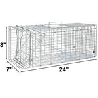 Humane Cat Trap for Stray Cats 24"x8"x7" Live Animal Trap Live Traps for Cats Racoon Possum Rabbit Squirrel Mouse Small Animal Trap Outdoor Indoor Collapsible Steel Humane Release Animal Cage