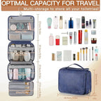 Elviros Toiletry Bag Hanging Travel Organizer for Men and Women, 3 in 1 Multifunctional Large Makeup Cosmetic Case for Toiletries Accessories, Water-resistant PU Leather Bathroom Dopp Kit Shaving Bag