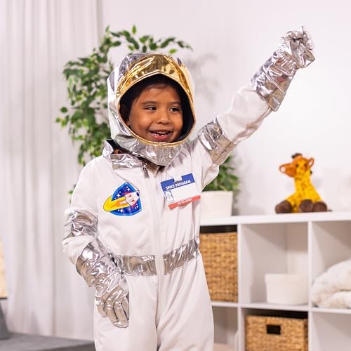 Melissa & Doug Astronaut Costume Role Play Space Set (5 pcs) - Jumpsuit, Helmet, Gloves, Name Tag Pretend Astronaut Outfit With Realistic Accessories, Costume For Kids And Toddlers Ages 3+