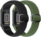 Elastic Braided Bands Compatible with Fitbit Charge 5/Fitbit Charge 6 for Women Men, Breathable Adjustable Stretchy Nylon Loop Sport Replacement Wristbands for Fitbit Charge 6 Charge 5 Straps