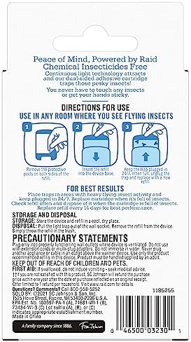 Raid Essentials Flying Insect Light Trap Refills, 2 Light Trap Refill Cartridges, Featuring Light Powered Attraction