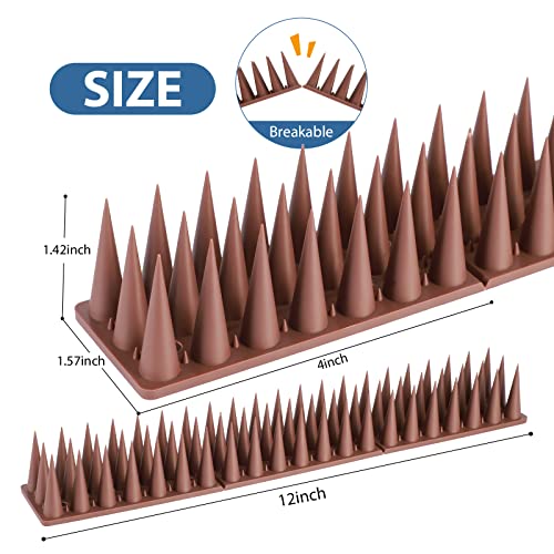 Bird Spikes, 20 Pack Bird Squirrel Raccoon Pigeon Cat Animal Deterrent Spikes for Outside Anti Bird Defender Spikes Outdoor to Keep Birds Away Brown