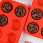 Silicone Jumbo Muffin Pan, 3.5 Inch Silicone Texas Muffin Pan 6 Cup Large Cupcake Pan Nonstick BPA Free 2 Pack Red
