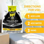 Raid Yellow Jacket and Wasp Trap (6-Pack), Outdoor Wasp Trap, Disposable Wasp and Yellow Jacket Trap Bag with Food-Based Attractant