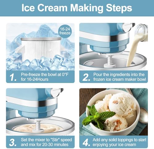 Ice Cream Maker & Shaved Ice Attachment for Kitchen aid Mixer, Kitchenaid Accessories Set Includes Shaved Ice Machine with 8 Ice Molds and Ice Cream Gelato Maker for 4.5 Qt & Larger Stand Mixers