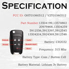 Key Fob Replacement Fits for Chevy Cruze Equinox Camaro Impala Malibu Sonic Buick Regal Verano Encore Lacrosse GMC Terrain 2010-2021 OHT01060512 Keyless Entry Remote Control 13504199