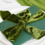 HUIHUANG Olive Green Velvet Ribbon 2 inch Handmade Fringe Frayed Silk Velvet Ribbon for Flower Bouquet, Gift Wrapping, Invitations, Holiday Christmas Decor, Wedding Bridal Shower Decor-3 Yards